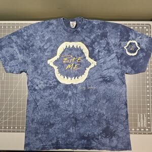 Vintage Bite Me Shark Jaws Tshirt XL Tie Dye 90s Singlestitch Surfer Streetwear